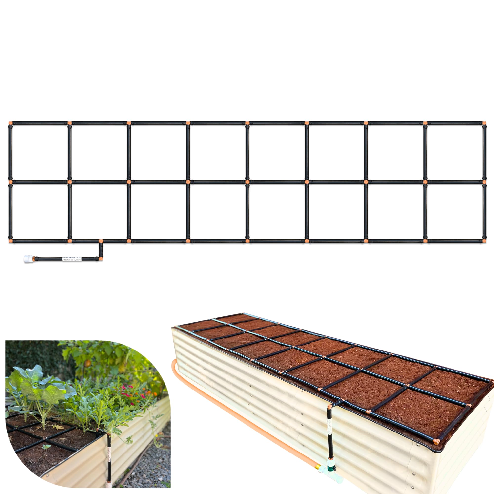 Premium Garden Grid Watering System for Raised Beds | Efficient Drip Irrigation Kit with Soaker Hose & Sprinkler | Easy Setup, High Quality US-Made (22.5
