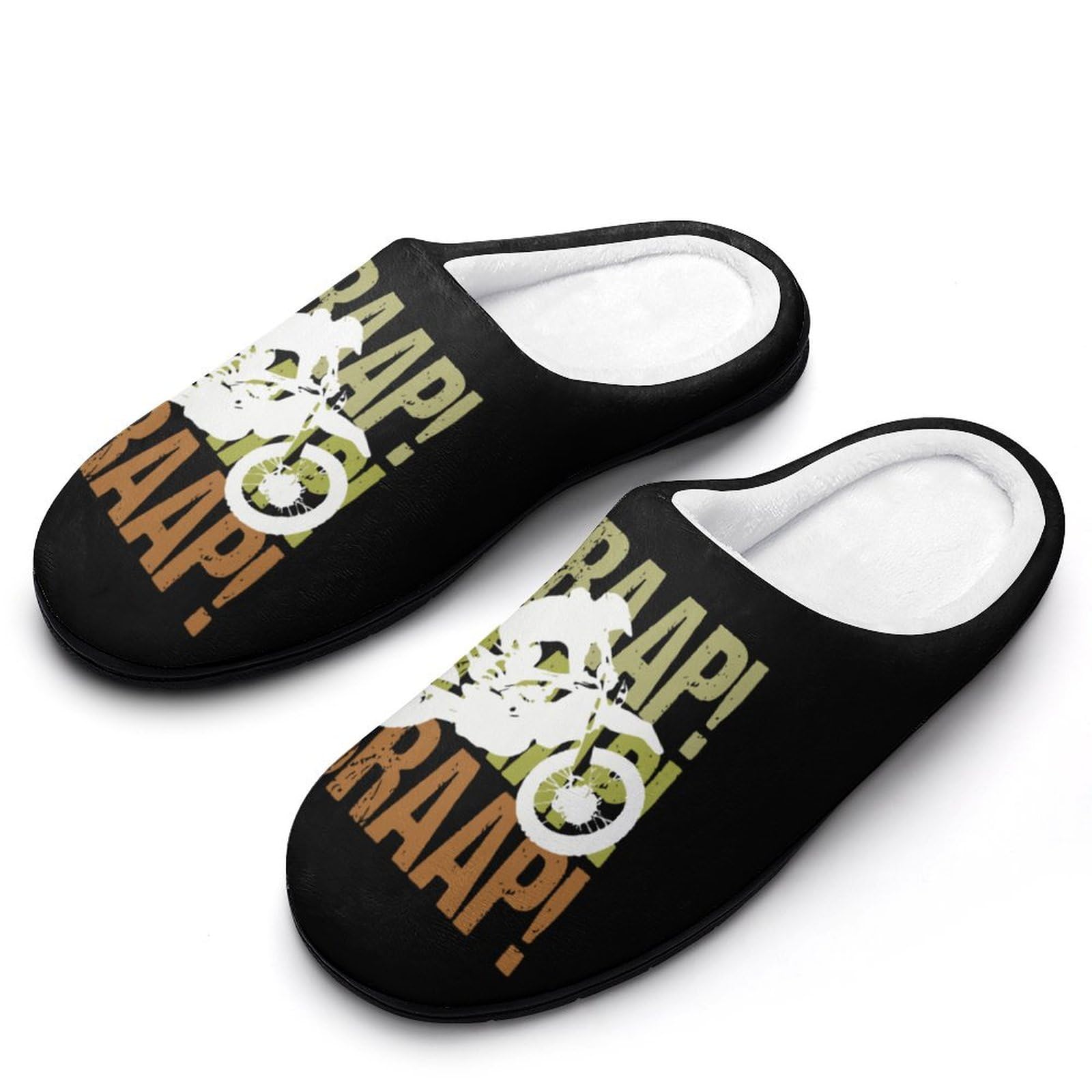 Dirt Bike Motocross Men's Non-Slip Winter House Slippers with Rubber Sole - Warm Indoor Shoes for Home, Travel & Relaxation