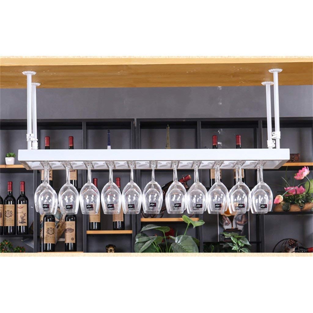 Metal Wine Rack with Glass Holder - Ceiling Mounted Wine Storage Organizer for Kitchen, Bar or Dining Room - Floating Shelf Cup Display for Wine Bottles & Glasses