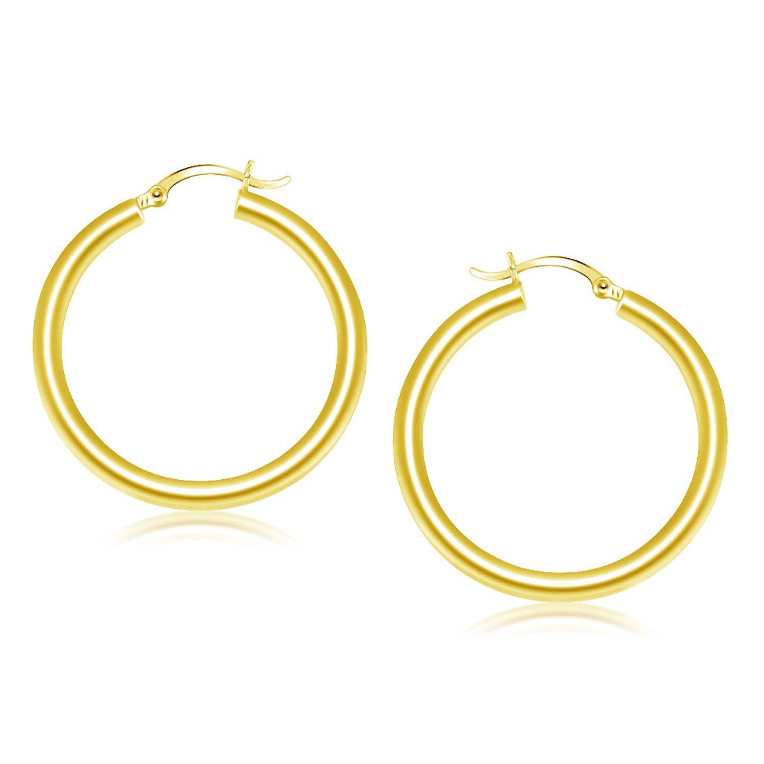 14K Yellow Gold Polished Hoop Earrings 40mm - 4.4g Lightweight Dangle Earrings for Women, Everyday Wear & Special Occasions