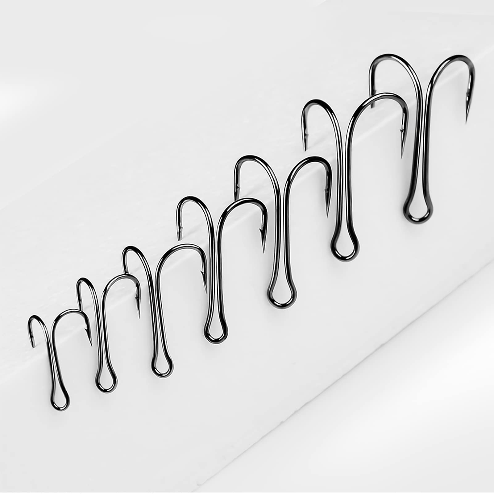 Ubersweet® 50 Pack Fishing Hooks - Long Handle Double Hook Kit for Saltwater & Freshwater Fishing - Ideal for Frog Lures, Bass, Trout, and More | Great for Shore Fishing, Boat Fishing, and Ice Fishing