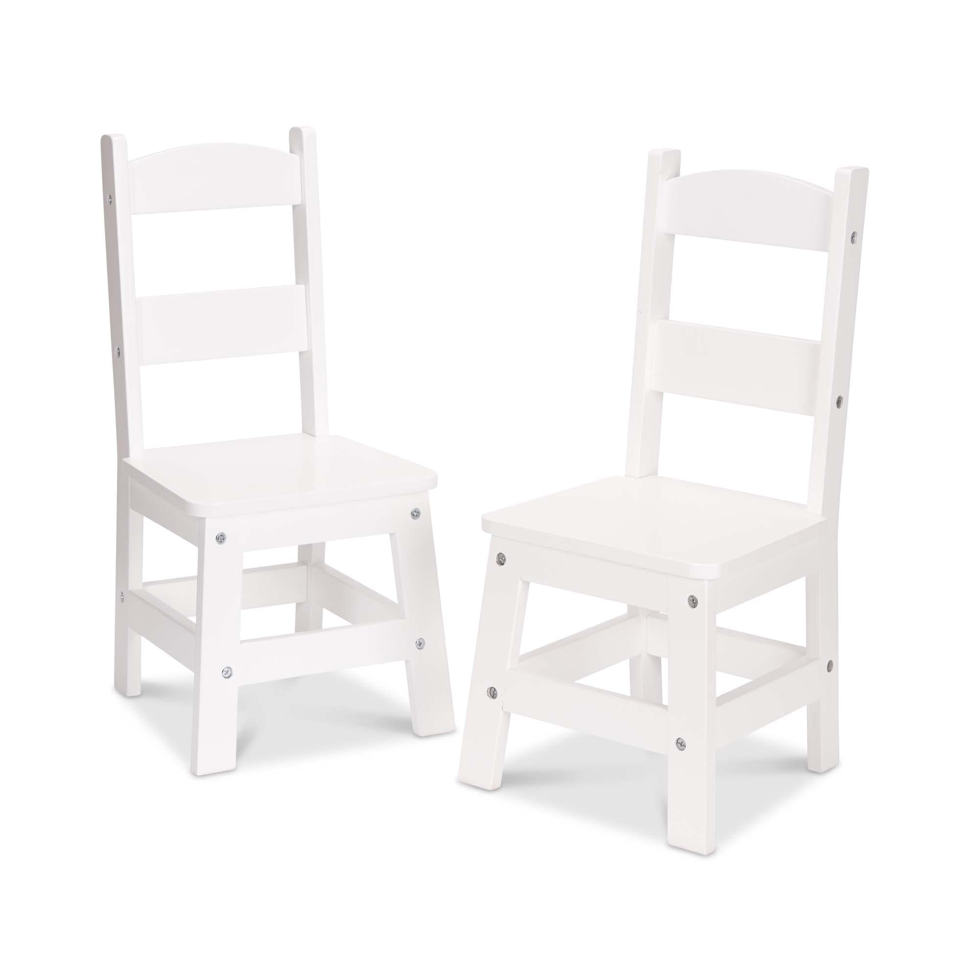 Melissa & Doug Wooden Play Chairs for Kids - Set of 2 White Children's Furniture for Playroom & Toddler Activities | Durable Kids Chairs for Pretend Play, Tea Parties & Classroom Use