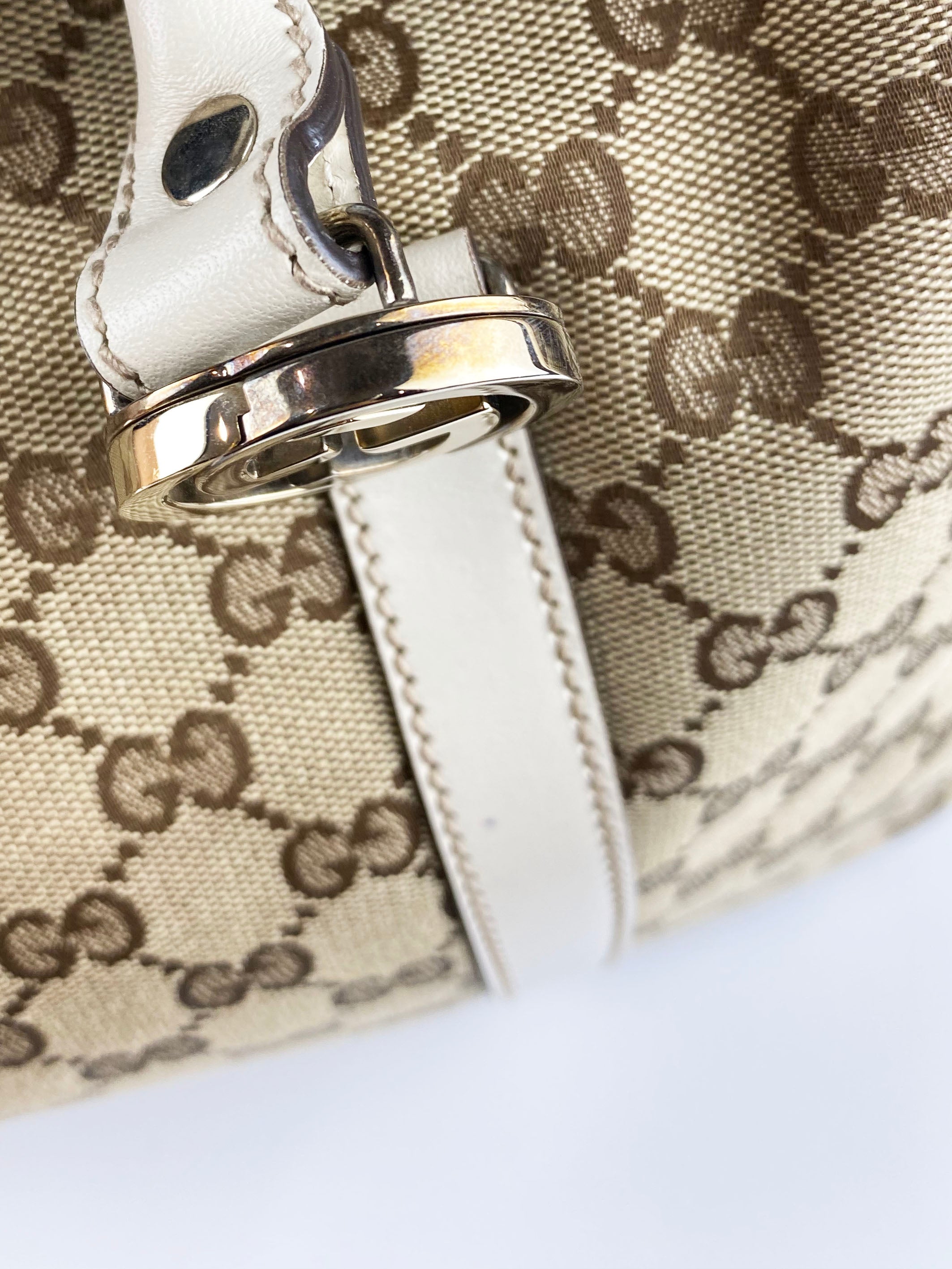 Gucci White Monogram Tote Bag for Women - Luxury Designer Handbag for Work, Travel & Everyday Use