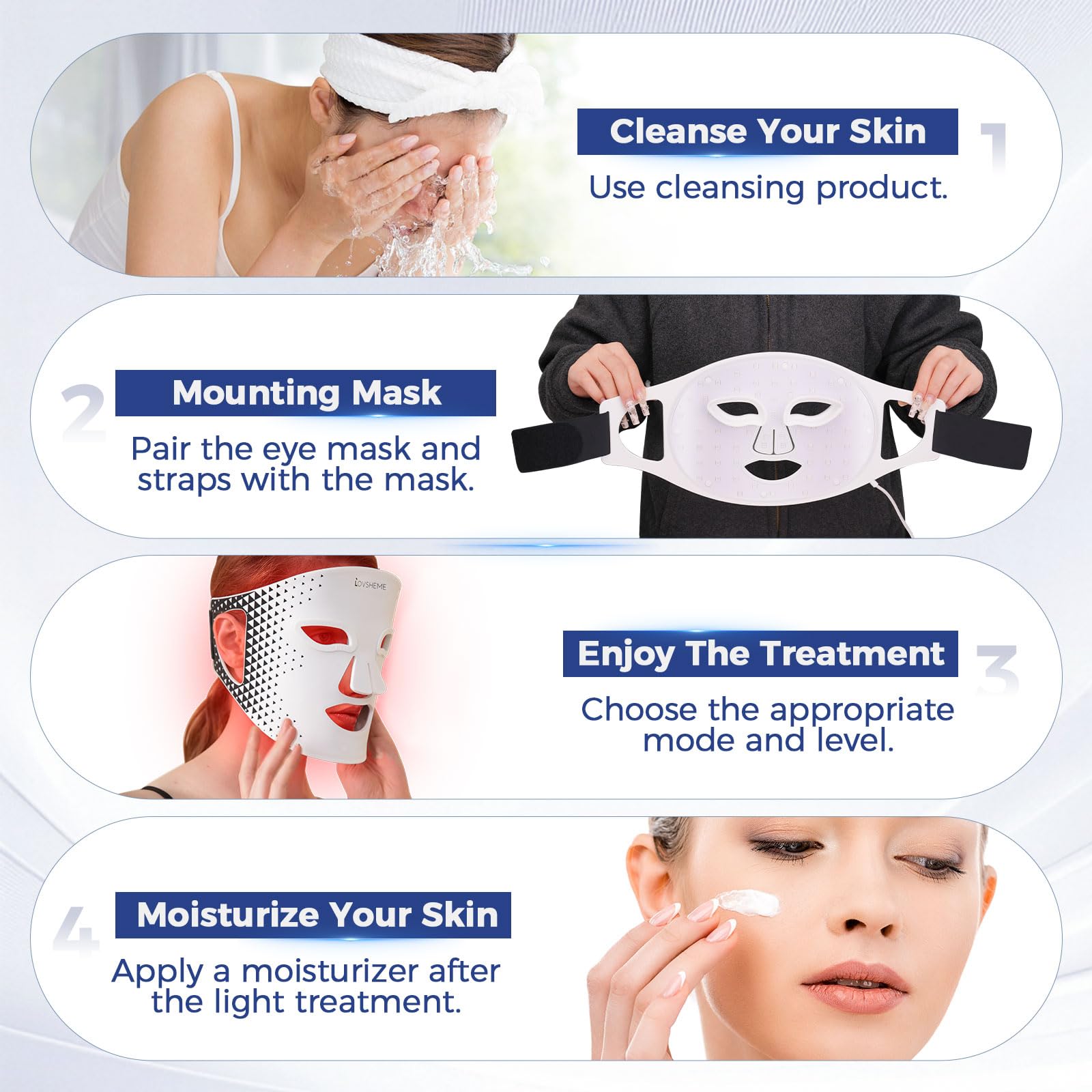 Red Light Therapy Mask for Face - Advanced LED Light Therapy with Red, Blue & Infrared for Acne, Wrinkles & Skin Rejuvenation | Enhanced Eye Protection | At-Home Skincare & Anti-Aging Treatment