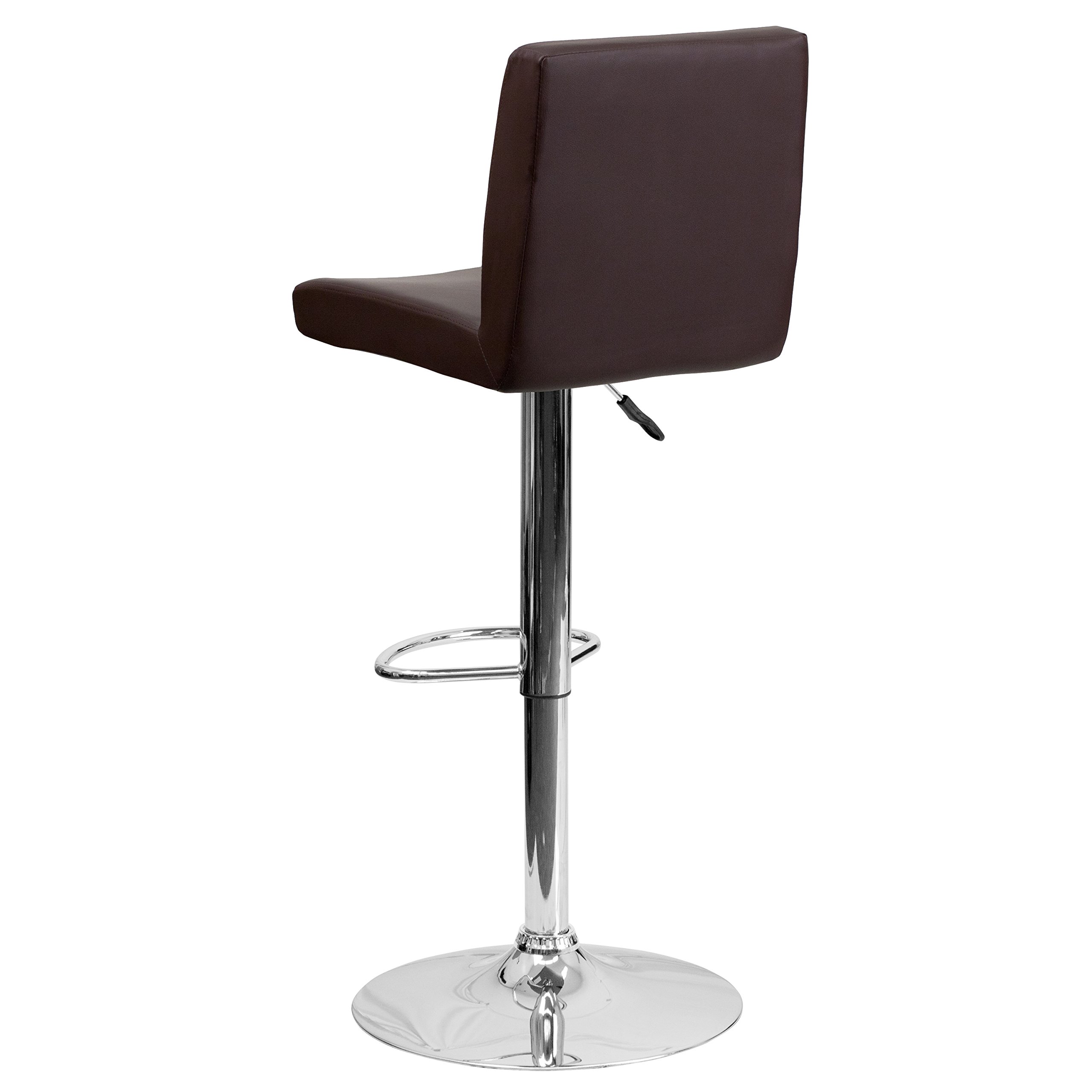 Brown Vinyl Adjustable Height Bar Stool with Panel Back - Perfect for Kitchen Islands, Breakfast Bars & Home Decor