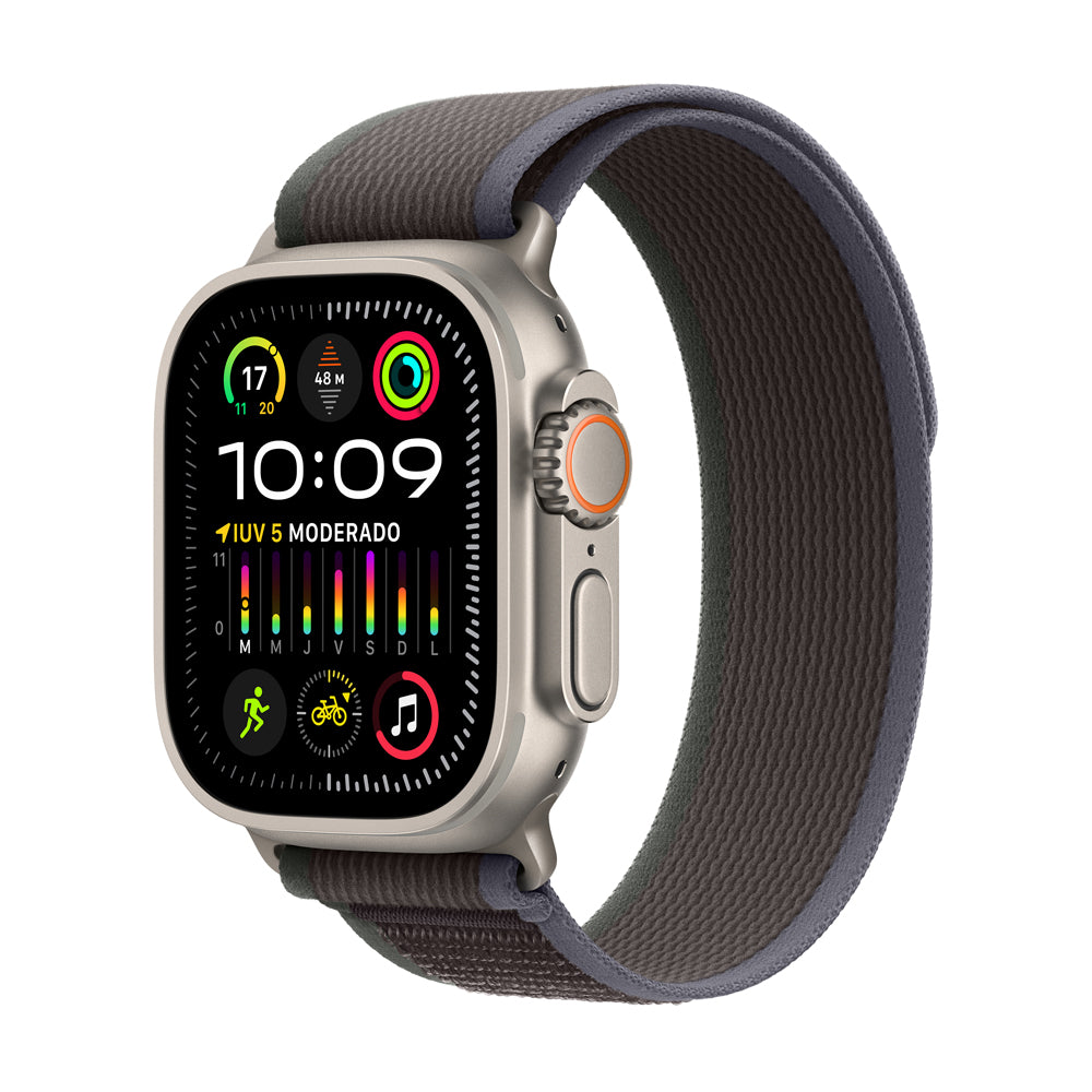 Apple Watch Ultra 2 GPS + Cellular 49mm Titanium Case with Blue/Black Trail Band (M/L Size) - Perfect for Outdoor Adventures, Fitness Tracking & Daily Wear