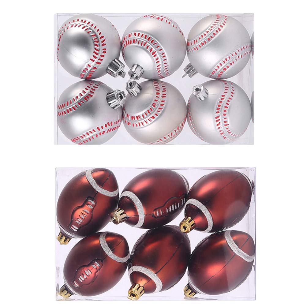 BESTOYARD 12-Piece Football Party Decorations Set - Sports Theme Tree Balls for Christmas, Holiday & Game Day Celebrations | Perfect for Football Themed Parties, Home Decor & Festive Gatherings