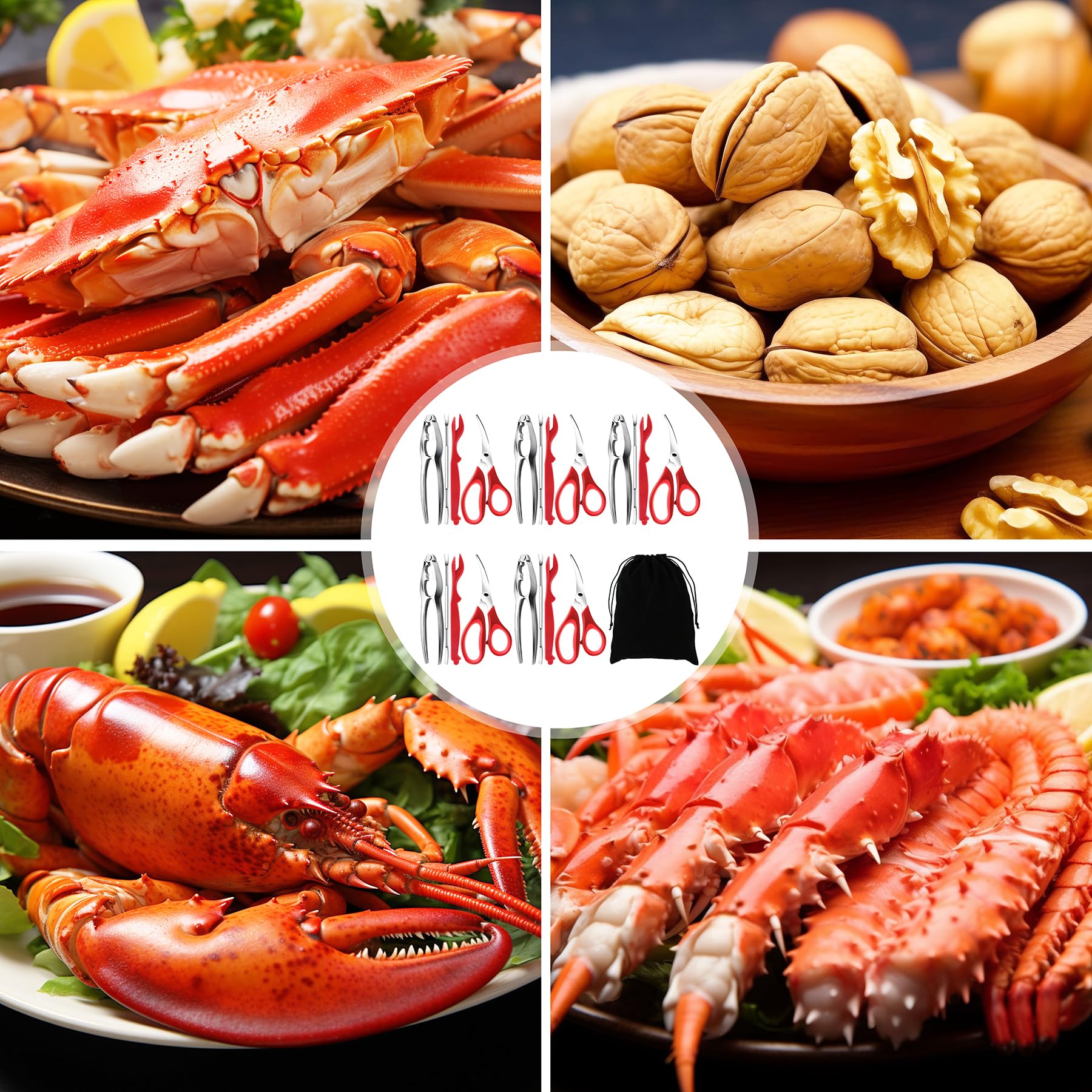 Premium 21-Piece Seafood Cracker & Tool Set - Crab Leg Crackers, Lobster Picks, Shell Scissors & Nut Crackers for Crab, Lobster & Shellfish | Perfect for Seafood Lovers, Dinner Parties & Beachside Feasts