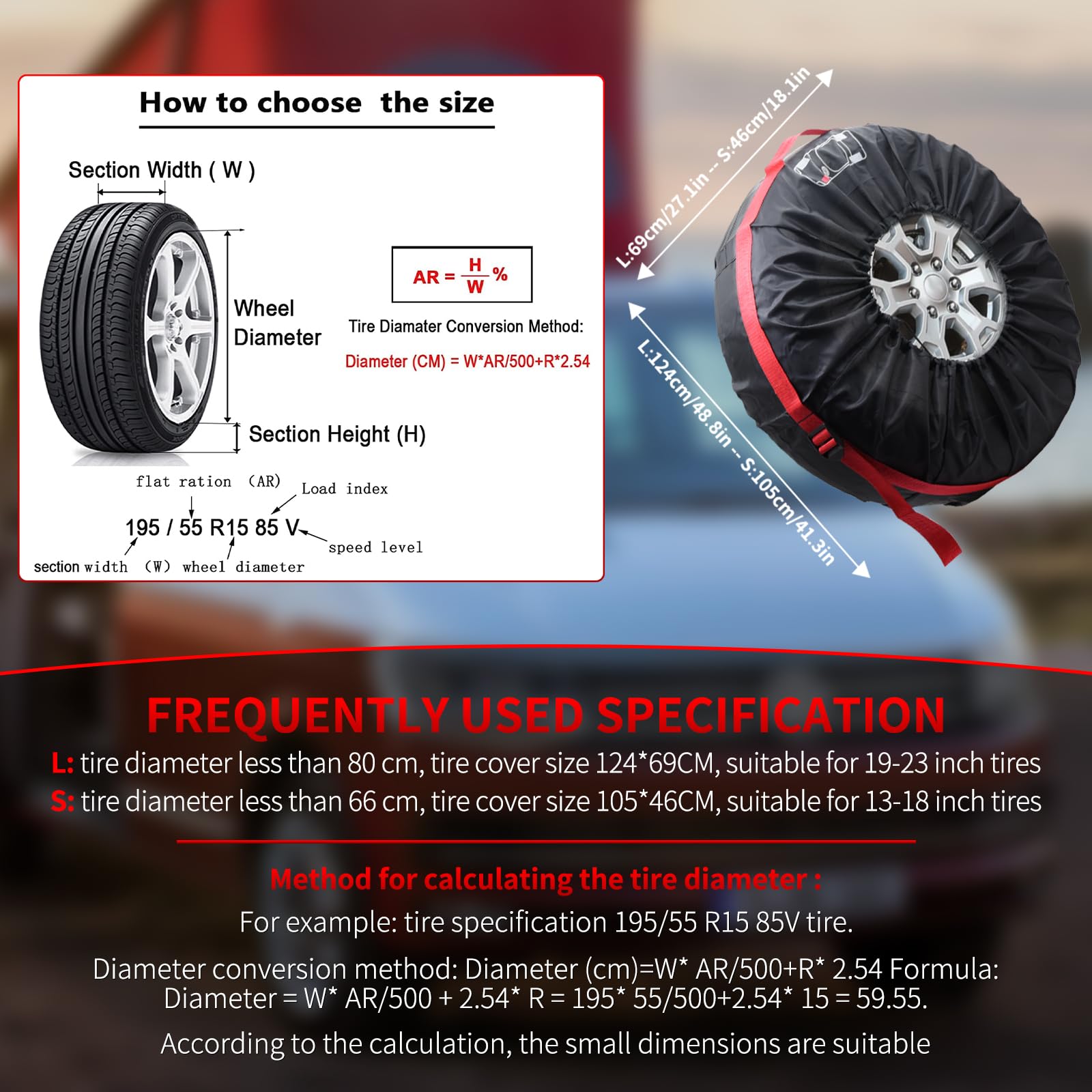 Geloo 4PCS Waterproof Dustproof Polyester Tire Covers for 19