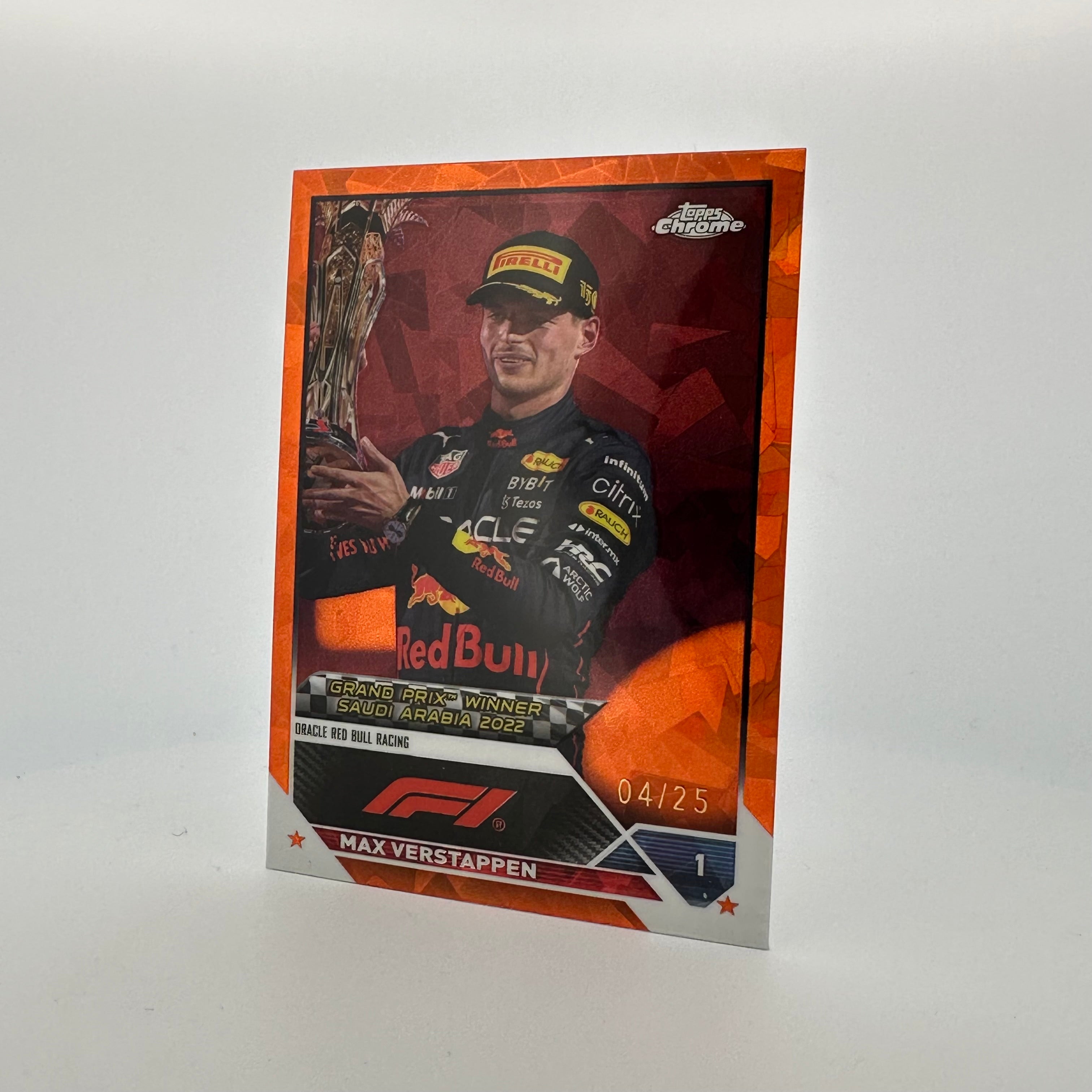 2023 Topps Chrome Sapphire Max Verstappen #145 Orange Parallel - Limited Edition F1 Racing Card for Collectors & Fans - Perfect for Trading, Display & Memorabilia Collections