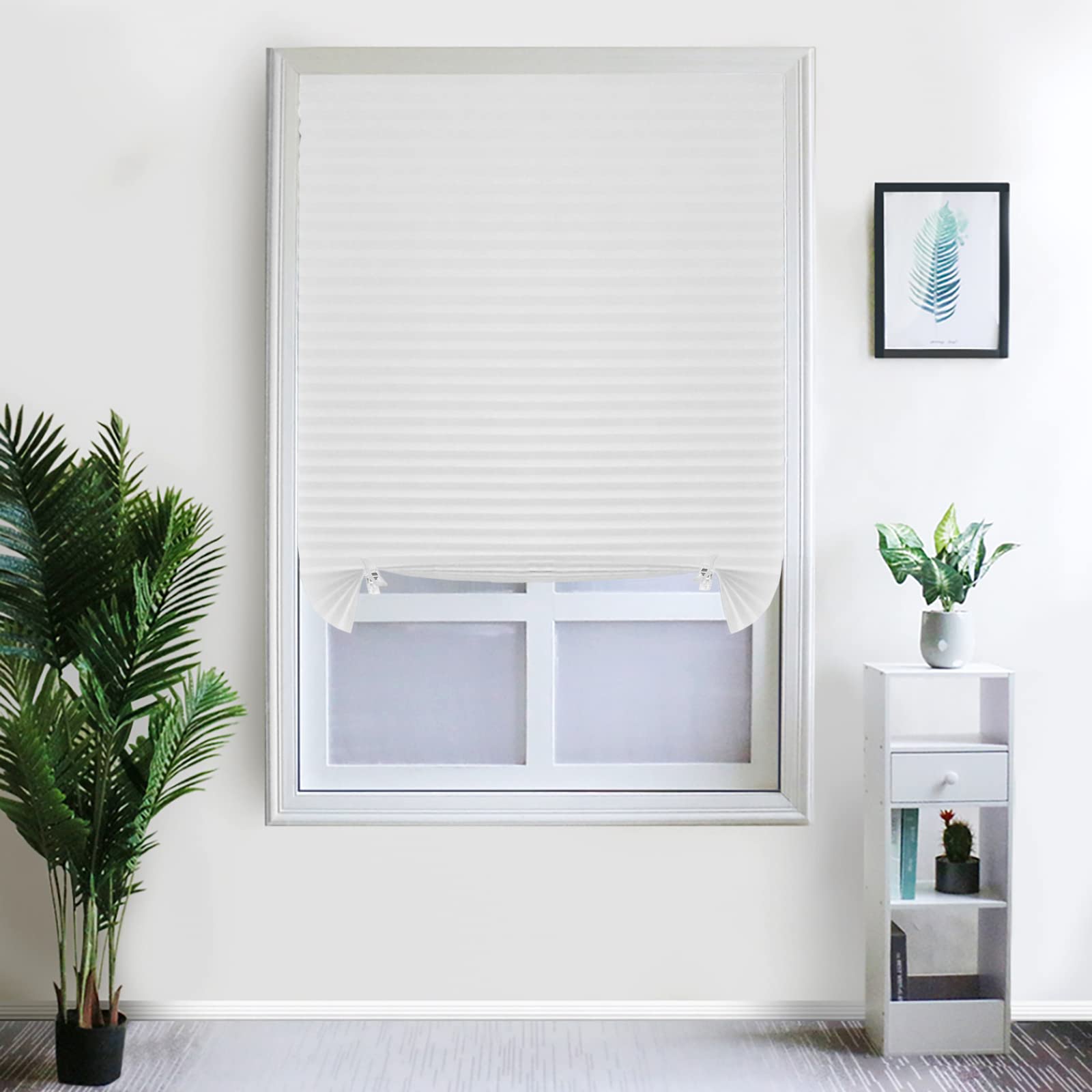 Cordless Temporary Window Blinds | Self-Adhesive No-Drill Pleated Paper Window Shades | Blackout Non-Woven Fabric for Home & Office | Perfect for Renters, Privacy & Light Control