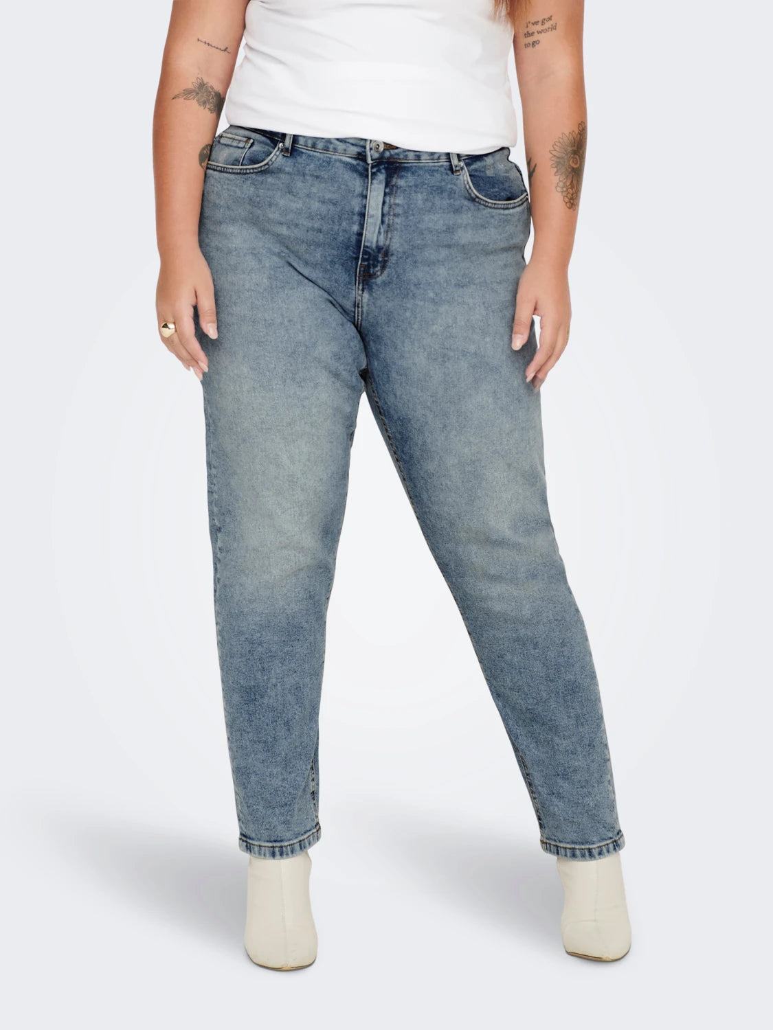 CAREN High Waist Mom Jeans for Women - Vintage Denim Pants with Stretch, Comfortable & Flattering Fit - Perfect for Casual Outfits, Work & Everyday Wear