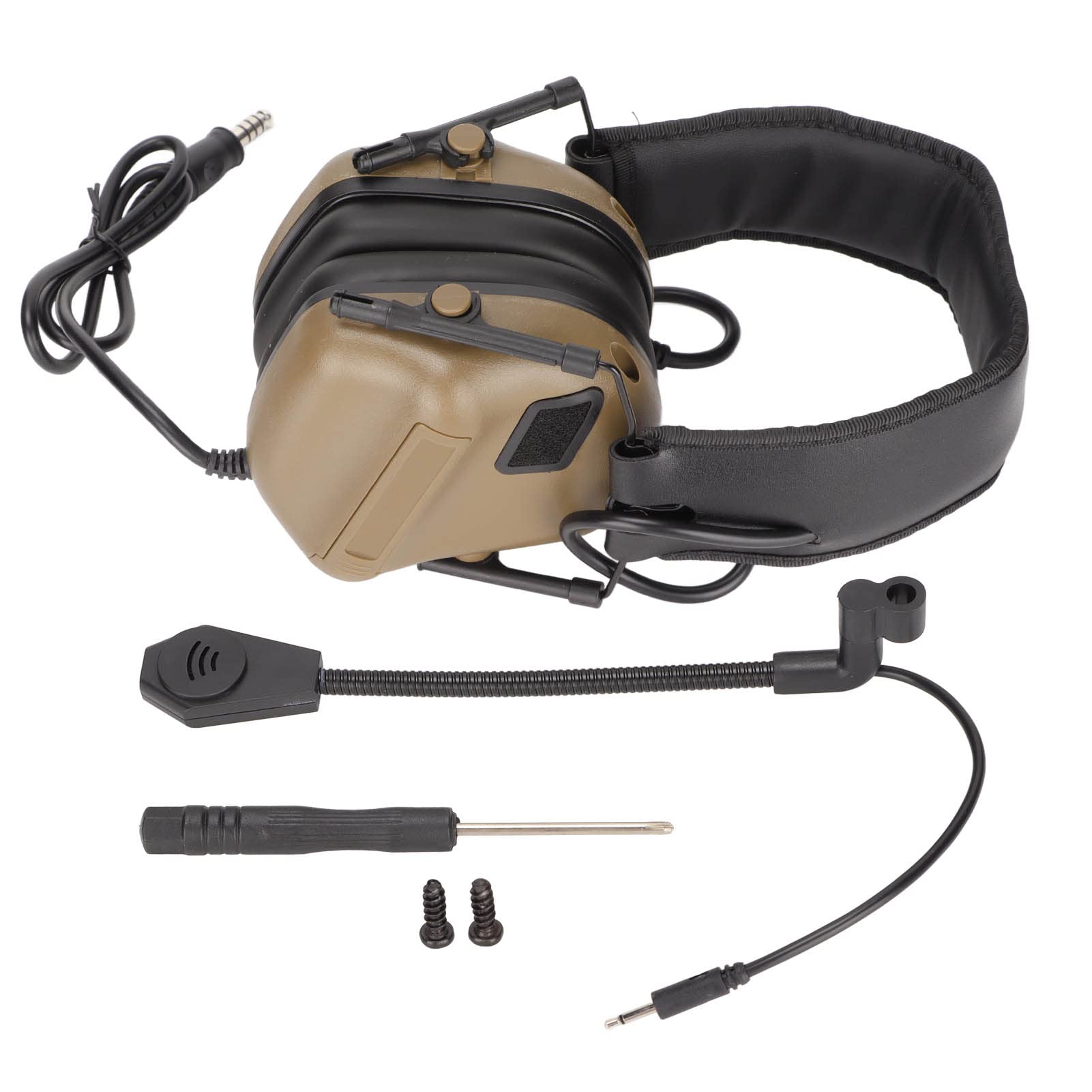 Military Headset with Microphone - Retractable Gaming & Hunting Headphones for Walkie Talkie Radios (No Noise Cancelling) - Ideal for Tactical Operations, Airsoft, and Outdoor Adventures