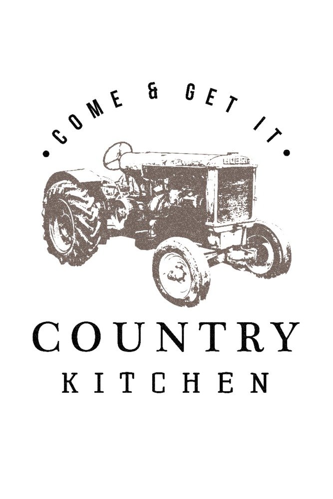 Country Kitchen Tractor White Giclee Gallery Print 16x24 - Farmhouse Wall Art Decor, Vintage Travel Poster for Kitchen, Dining Room & Office