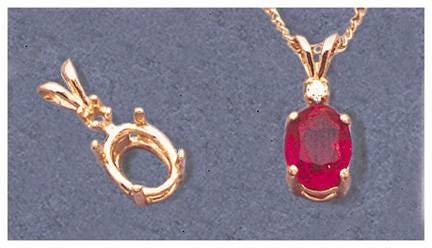 6x4mm & 9x7mm Oval Pendant Setting - Solid Sterling Silver or 14K White/Yellow/Rose Gold - Handcrafted in USA - Perfect for Birthstone, Diamond & Gemstone Jewelry Making