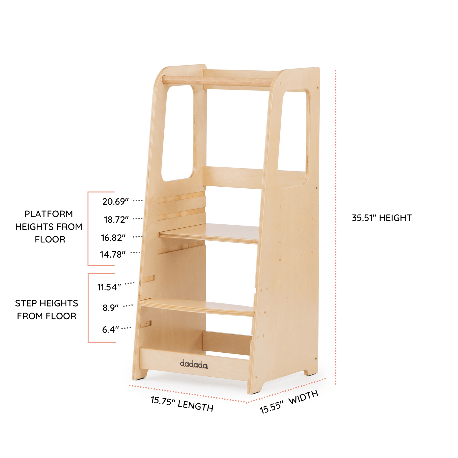 Montessori Toddler Tower - Adjustable Learning Step Stool for Kids, Safe & Sturdy Wooden Helper Tower for Kitchen, Bathroom, and Playroom - Perfect for Toddlers Independence and Parenting Assistance