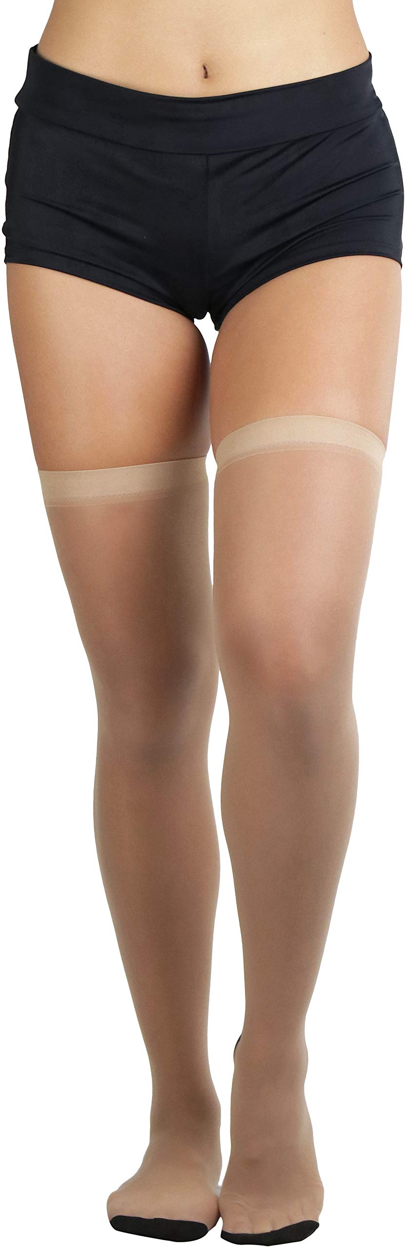 ToBeInStyle Nylon Two-Toned Cuban Heel Closed-Toe Stockings | Fashionable Hosiery for Women | Perfect for Office Wear, Evening Outfits & Special Occasions