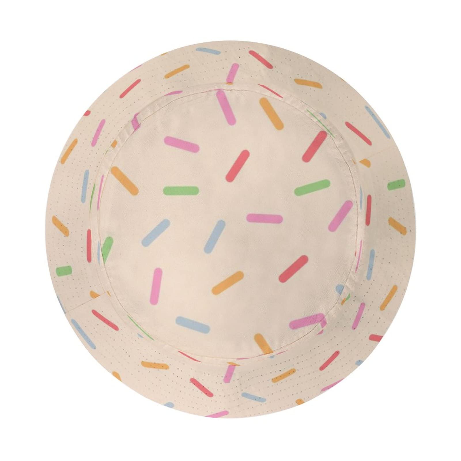 Unisex Packable Donut Rainbow Sprinkles Bucket Hat - Summer Beach Fisherman Sun Hat for Women & Men - Perfect for Travel, Outdoor Activities & Festivals