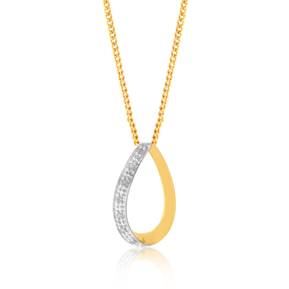 9ct Yellow Gold 0.05 Carat 7 Diamond Pendant Necklace for Women - Elegant Jewelry Gift for Anniversary, Birthday & Special Occasions