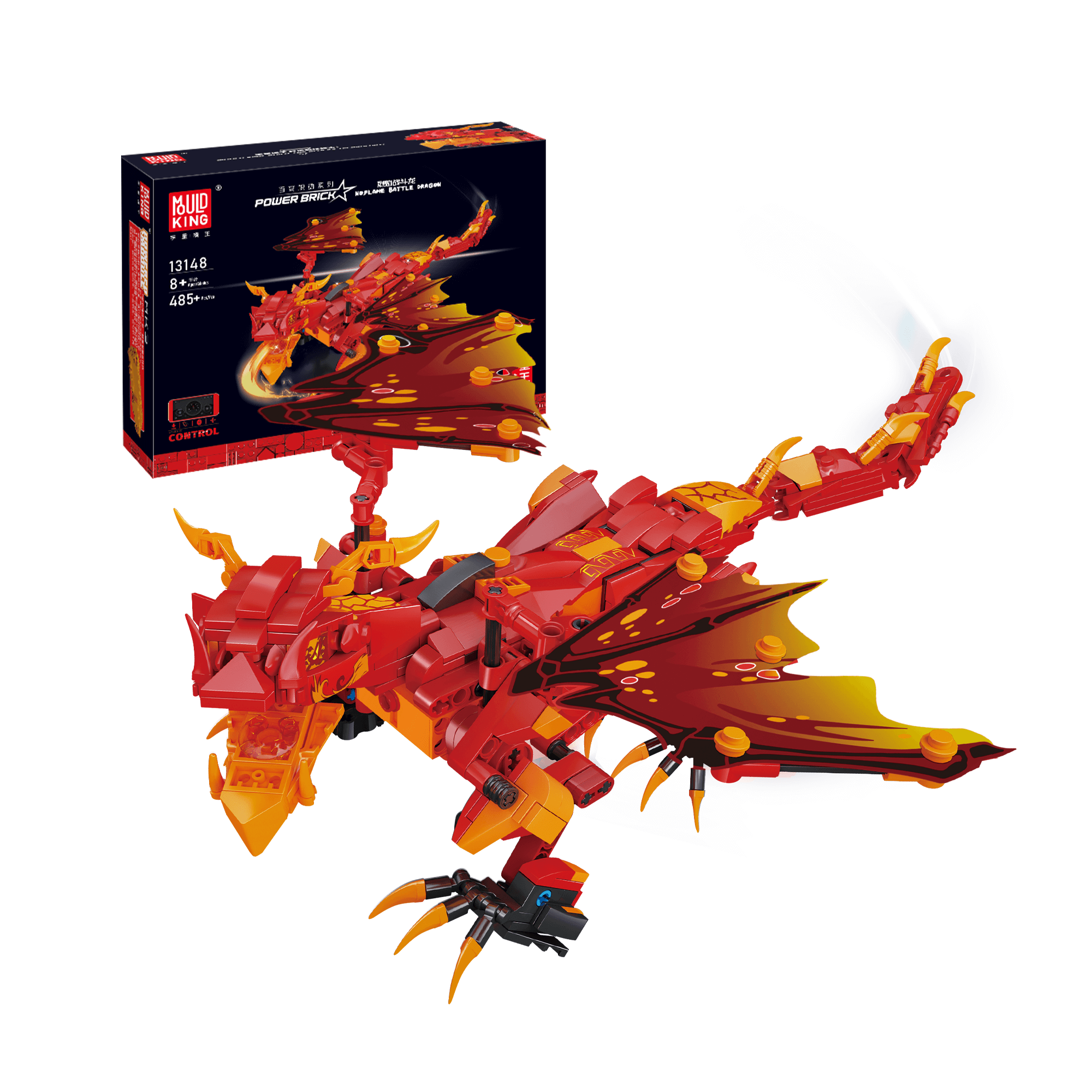 MOULD KING 13148 Remote Control Fire Dragon STEM Building Blocks Toy Set - 485 PCS Educational Construction Kit for Kids | Perfect for Birthday Gifts, STEM Learning & Creative Play