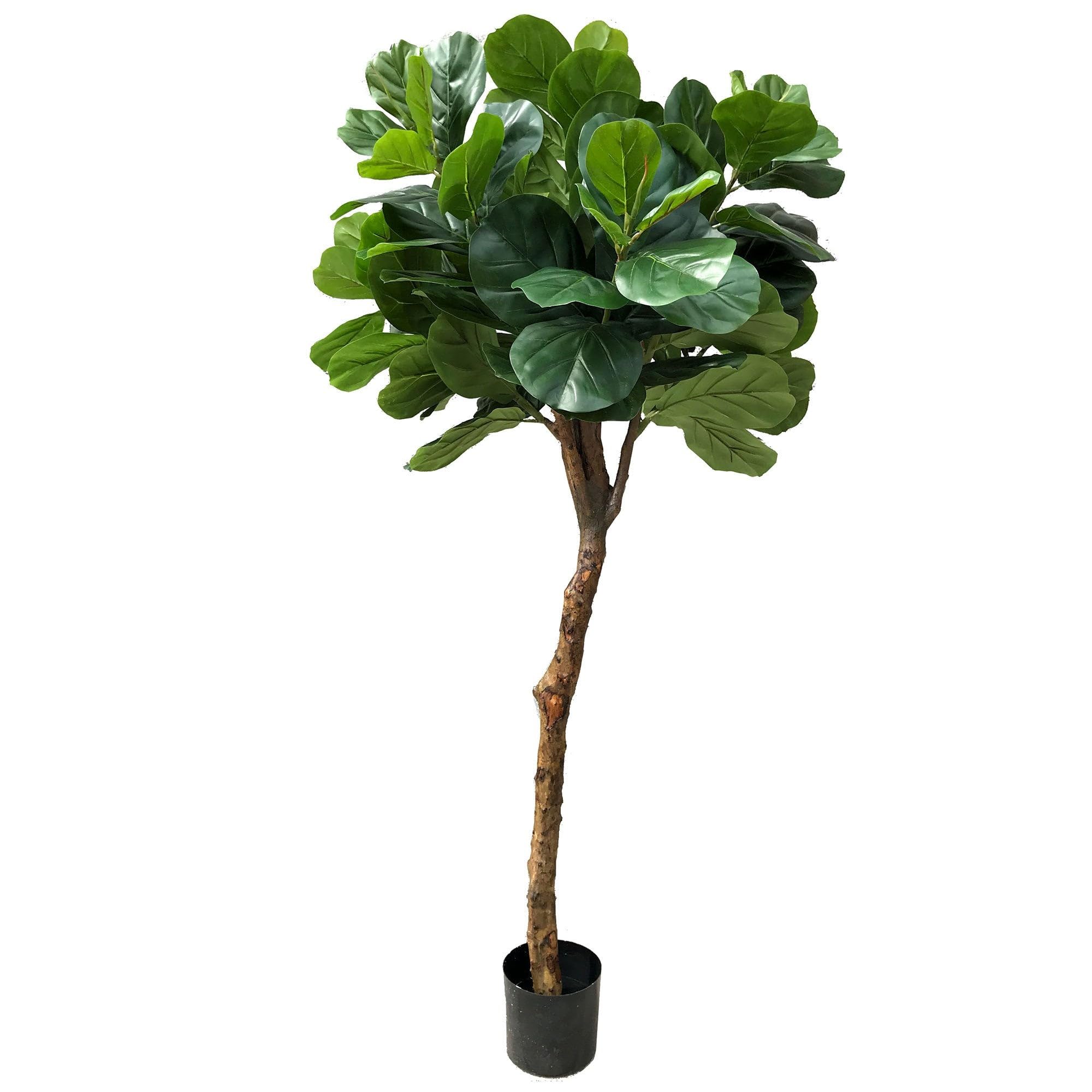 6' Real Touch Fiddle Leaf Fig Silk Tree with Pot - 105 Leaves - Green Artificial Plant for Home Decor, Office, Living Room, Bedroom