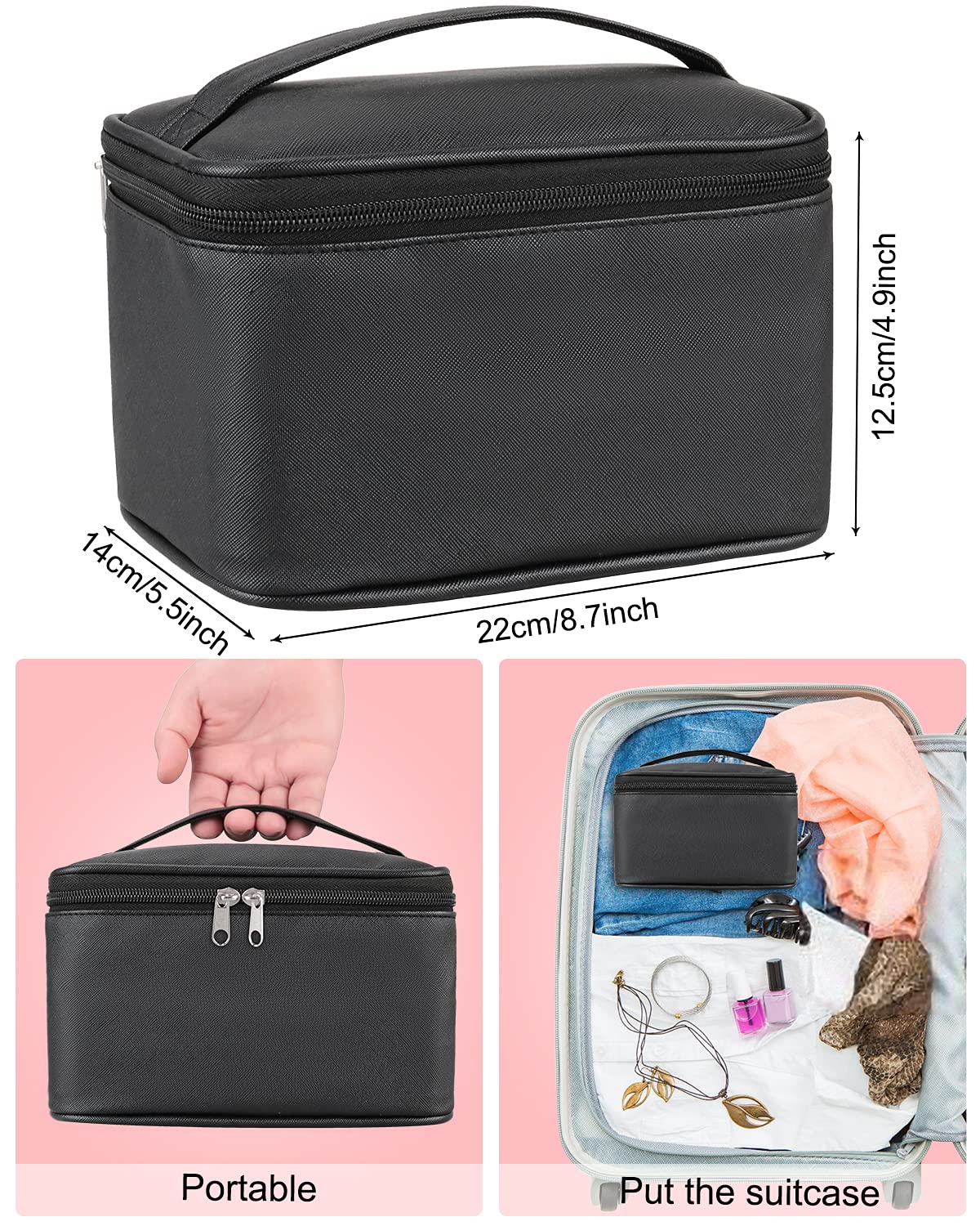 Premium Nail Polish Organizer Bag - Nail Art Set Travel Case with Multiple Compartments, Manicure Tool Storage Pouch for Women - Perfect for Travel, Salon & Home Use (Black)