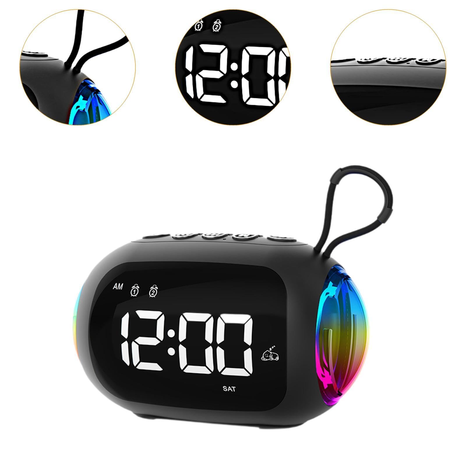 Fityle Digital Alarm Clock with LED Display, FM Radio & Speaker - Bedside Table Clock for Nightstand, Desk, Countertop - Home & Office Use (Black)