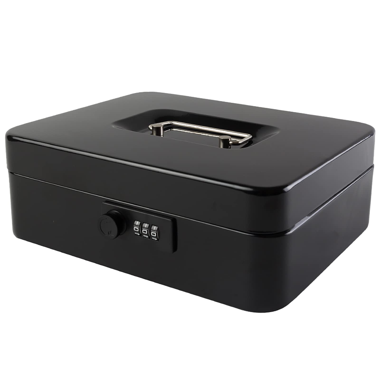 KYODOLED Large Cash Box with Combination Lock - Heavy Duty Metal Money Safe Box with Removable Tray, 9.84