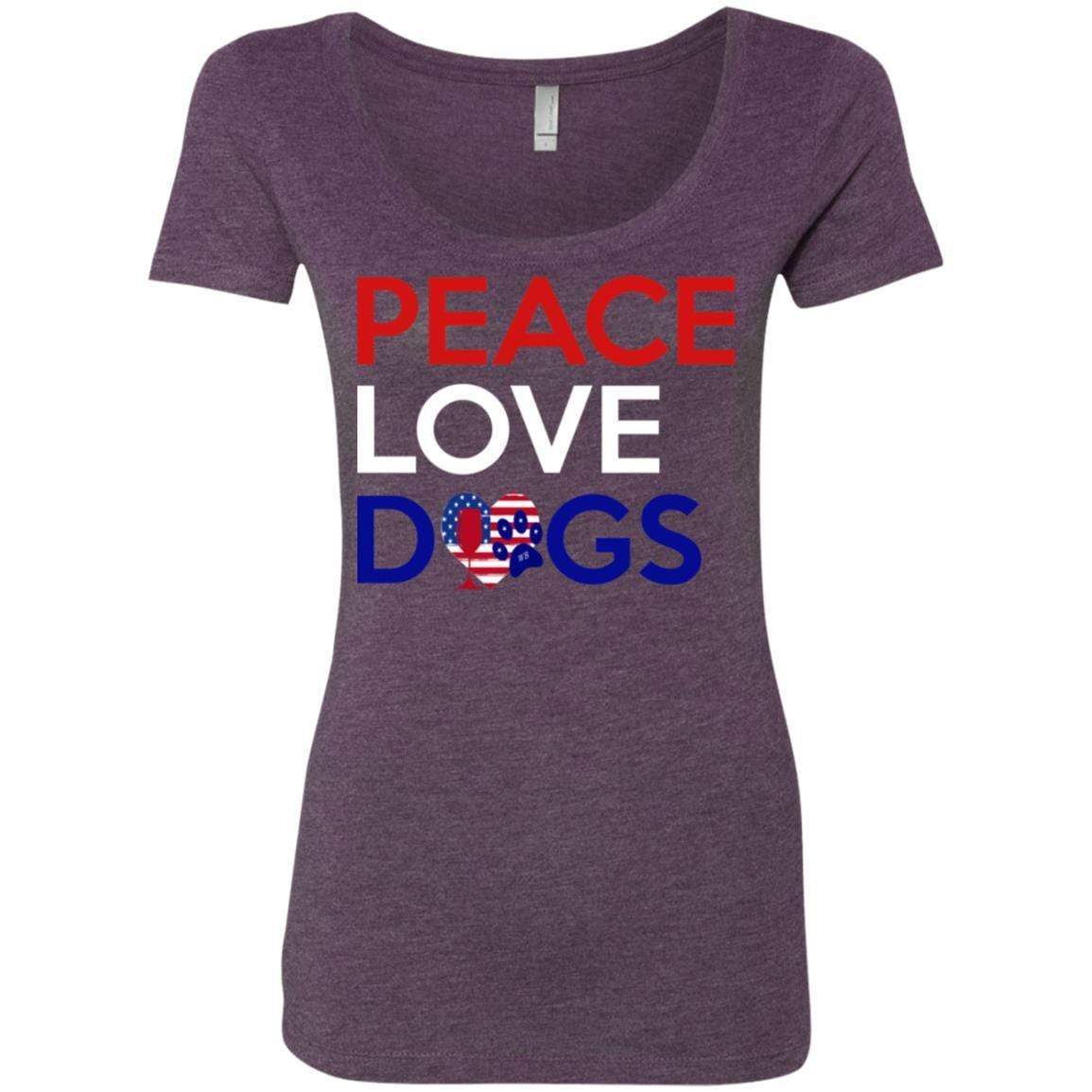 Peace Love Dogs Ladies' Triblend Scoop Neck T-Shirt - Soft Comfortable Women's Graphic Tee for Dog Lovers - Perfect for Casual Wear, Dog Walks & Pet Lovers Outfits
