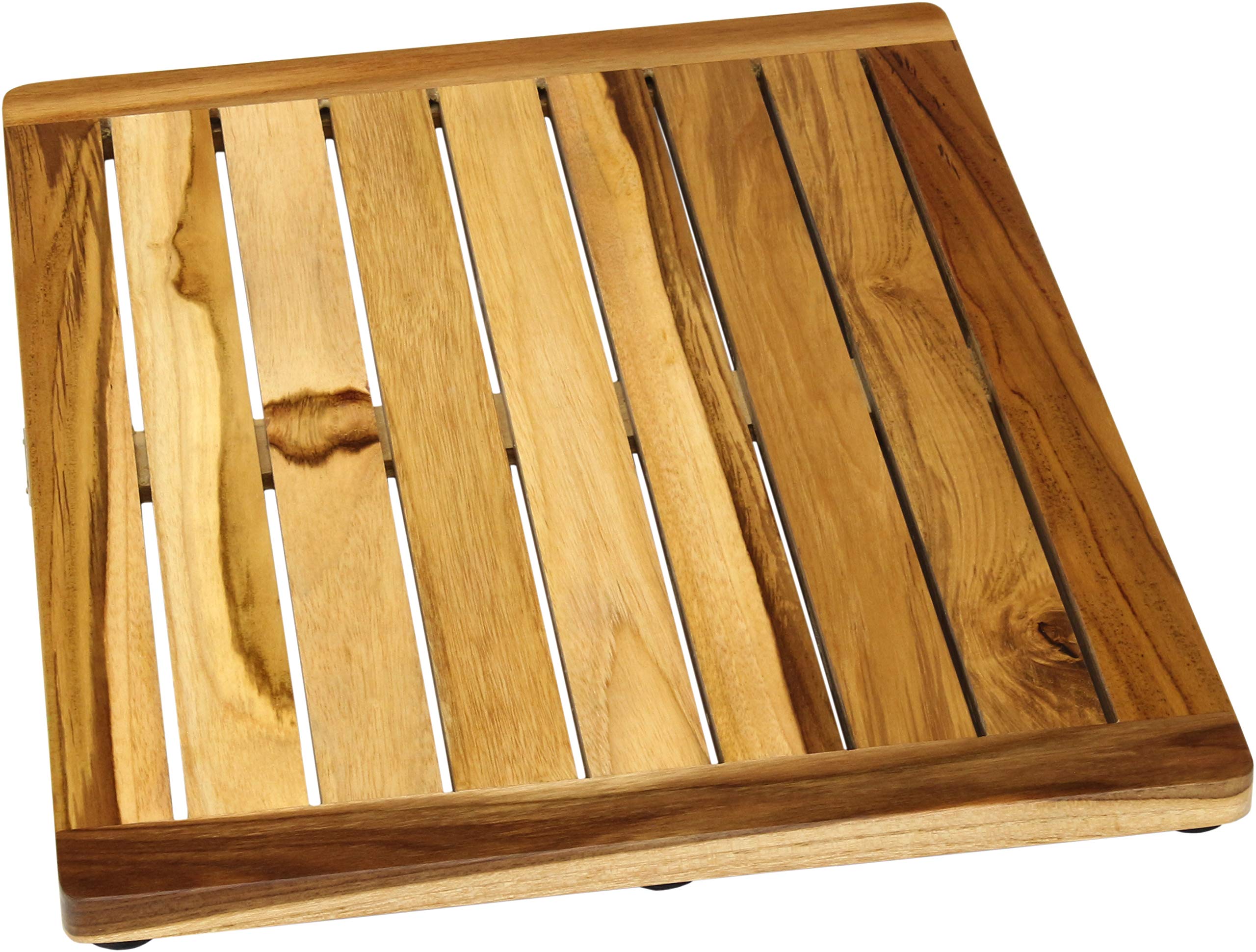 Premium Teak Wood Bath & Shower Mat - Natural Spa Shield for Wet Areas - Non-Slip Wooden Floor Mat for Bathroom, Shower, Poolside & Sauna Use