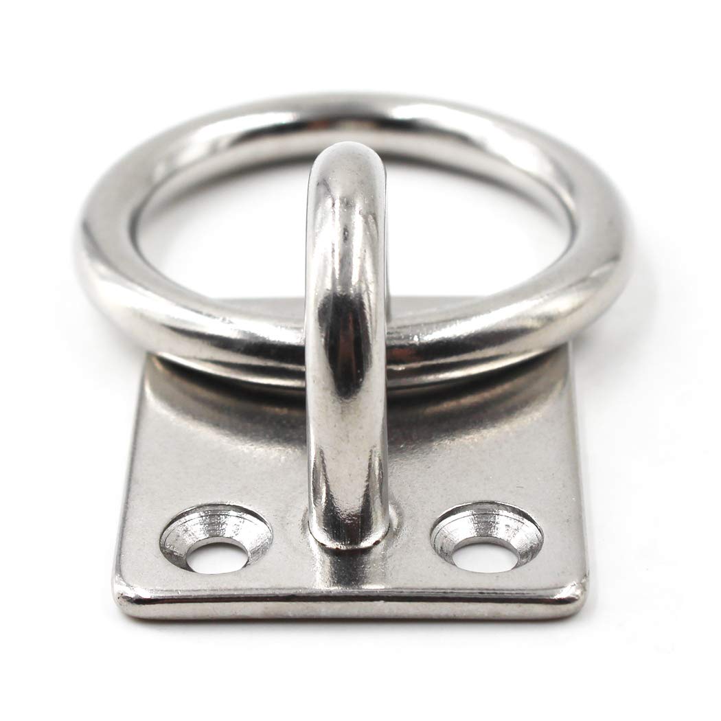 Heavy Duty 304 Stainless Steel Square Ceiling Wall Mount Hook with Ring - 5mm (3/16