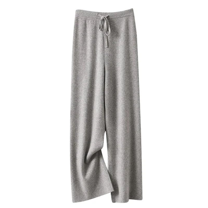 REHJJDFD Women's 100% Cashmere Wide Leg Pants - Soft Knit Winter Trousers with Drawstring for Casual Wear & Lounge | Perfect for Yoga, Travel & Home Relaxation