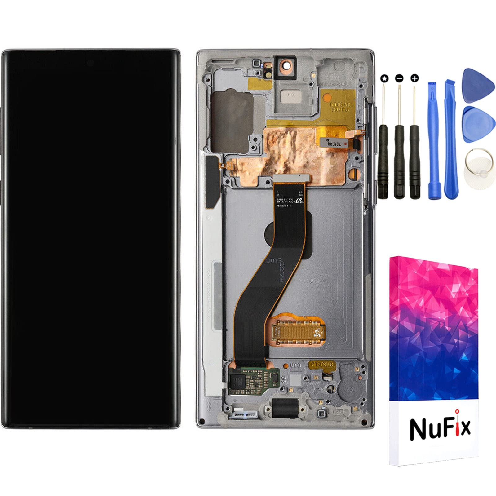NuFix OLED Screen Replacement for Samsung Galaxy Note 10 SM-N970W - Full LCD Display Touch Digitizer Assembly with Frame & Repair Tools - Compatible with N970W/N970U/N970F (Glow) - Perfect for DIY Phone Repair & Screen Replacement Projects
