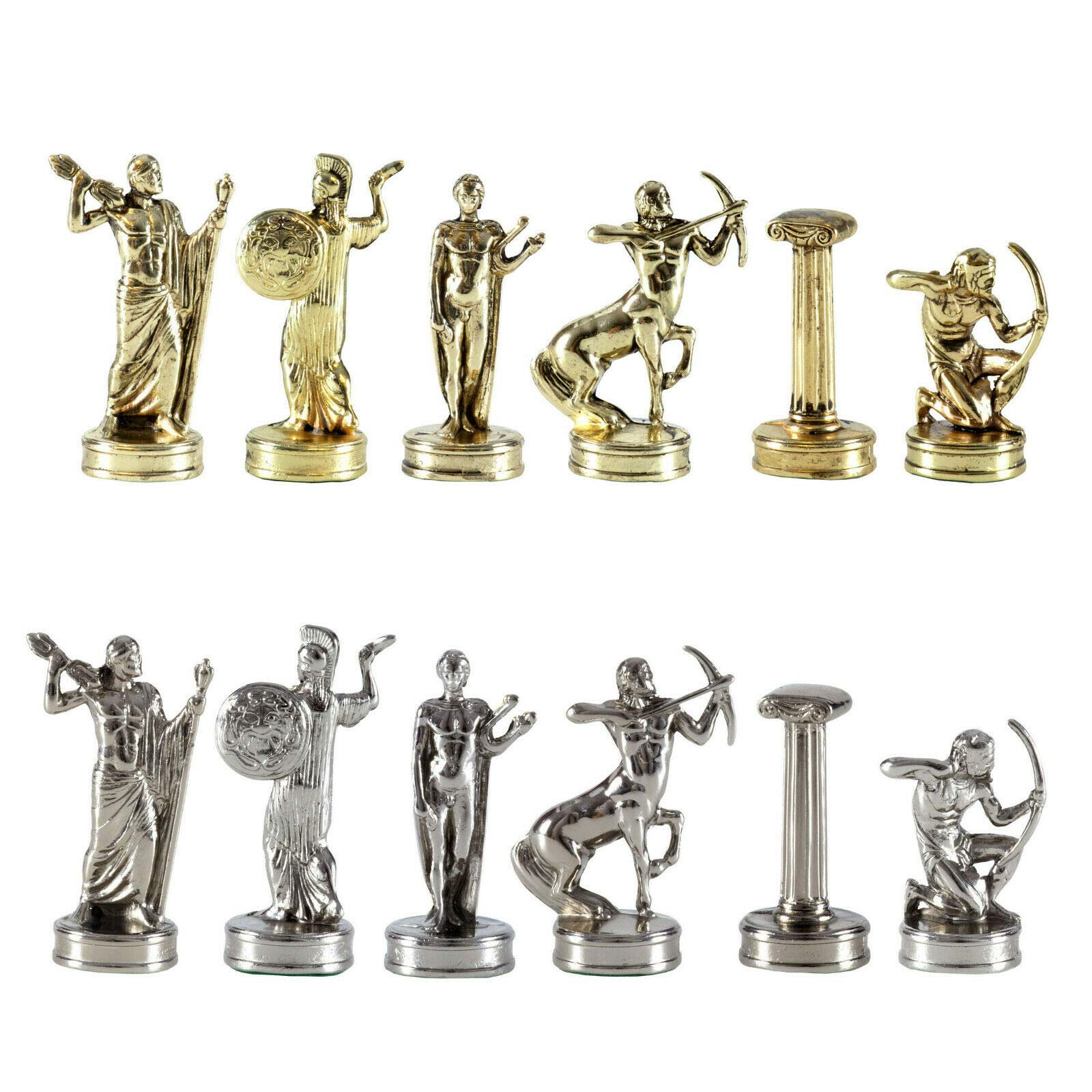 Premium Hercules Chess Set - Brass & Nickel Chess Pieces - Elegant Handcrafted Design - Perfect for Home, Office, or Gifts - No Chess Board Included