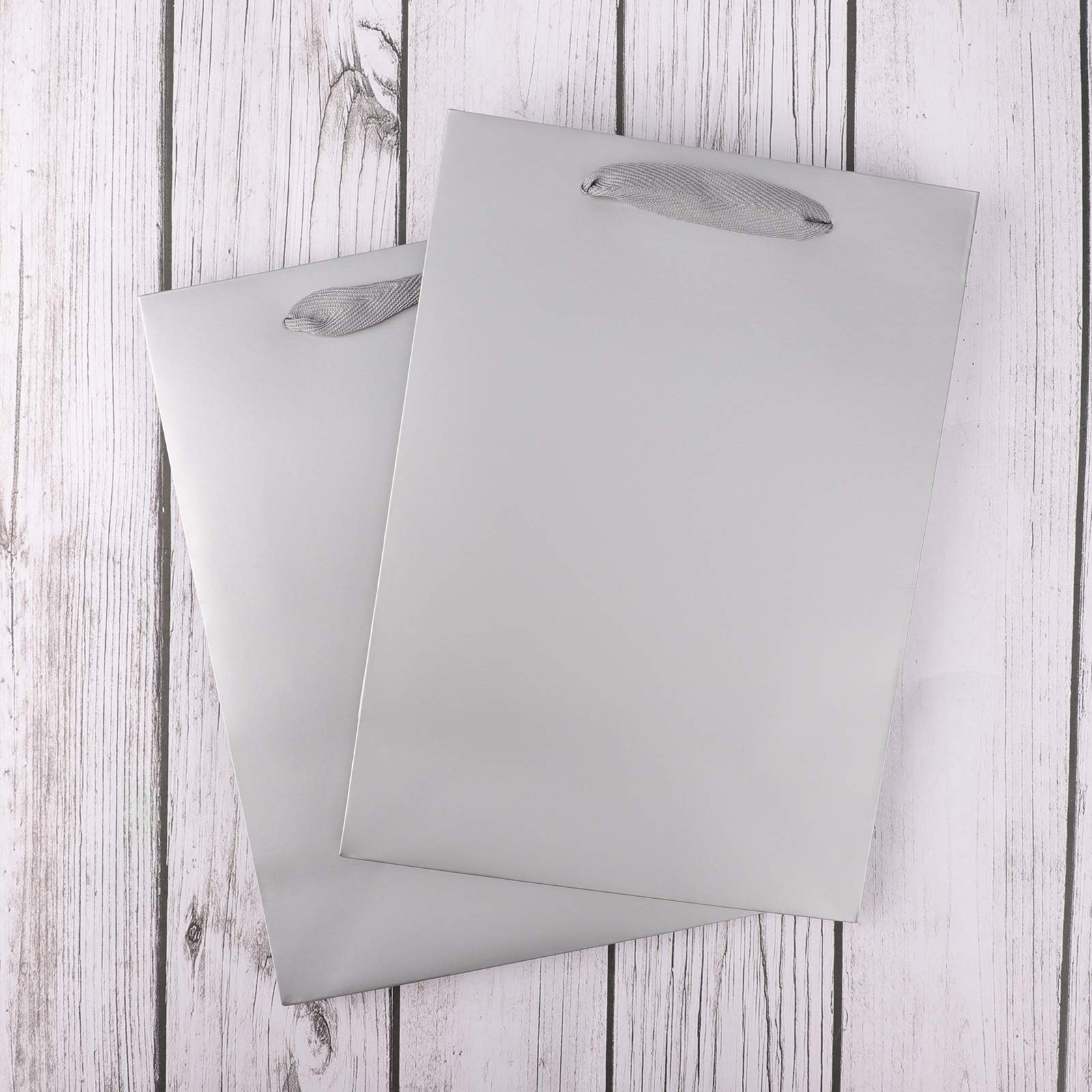 EUSOAR 20pcs Kraft Paper Gift Bags with Handles 7.8x3.9x11 Inches - Thick Sturdy Grey Shopping Bags for Retail, Wedding Favors, Birthday Party, Business Conference & Holiday Gifts Packaging