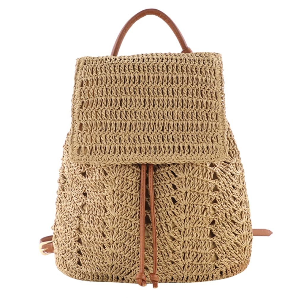 Stylish Women's Straw Backpack Shoulder Messenger Bag - Hand-Woven Summer Beach Travel Tote for Women | Lightweight & Durable | Perfect for Beach Outings, Vacation, Picnics & Shopping (One Size, Style B)