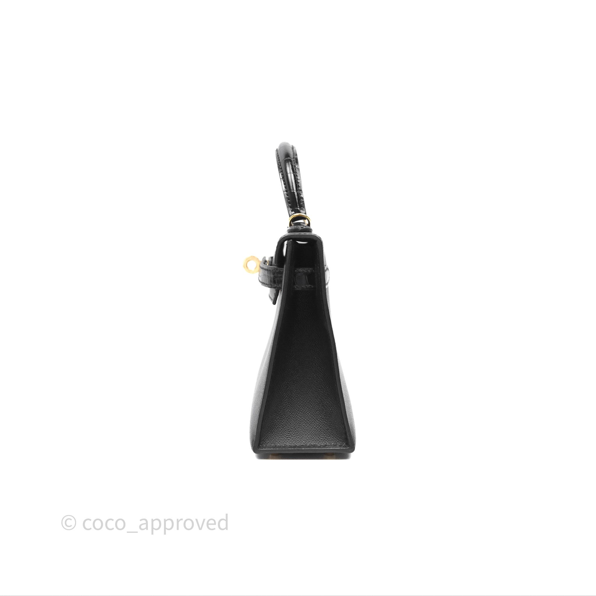 Authentic Hermès Mini Kelly II Touch Noir 89 Crocodile Leather with Gold Hardware - Luxury Handbag for Women | Perfect for Evening Events & Special Occasions