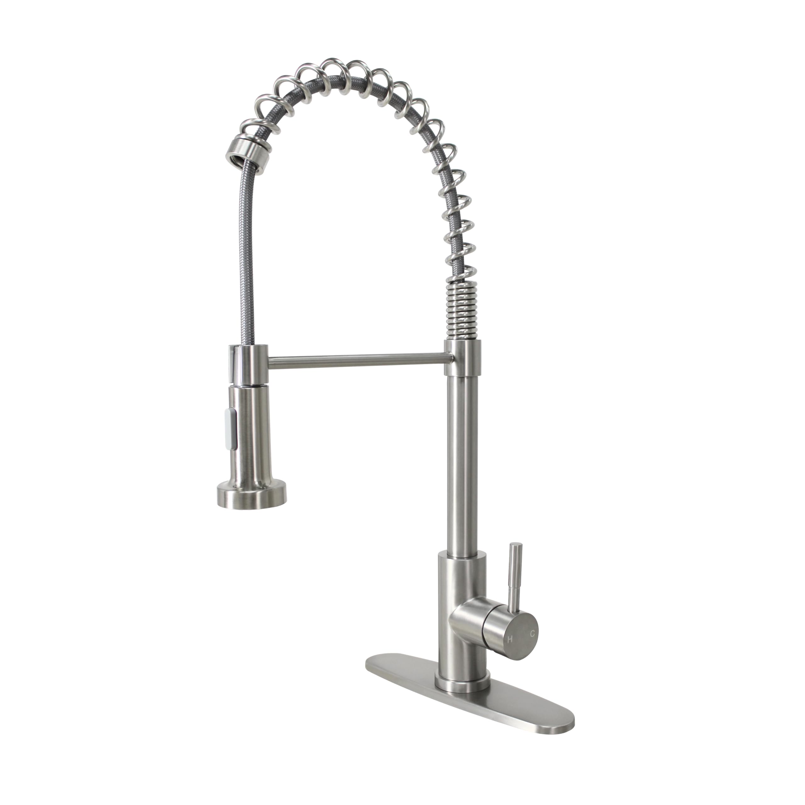 Single Handle Stainless Steel Kitchen Faucet with Pull Down Sprayer - High Arc Brushed Nickel Finish, 1 Hole Sink Faucet with Dual Spray Modes & Hole Cover (21.5 Inch) - Perfect for Modern Kitchens, Dishwashing & Food Prep