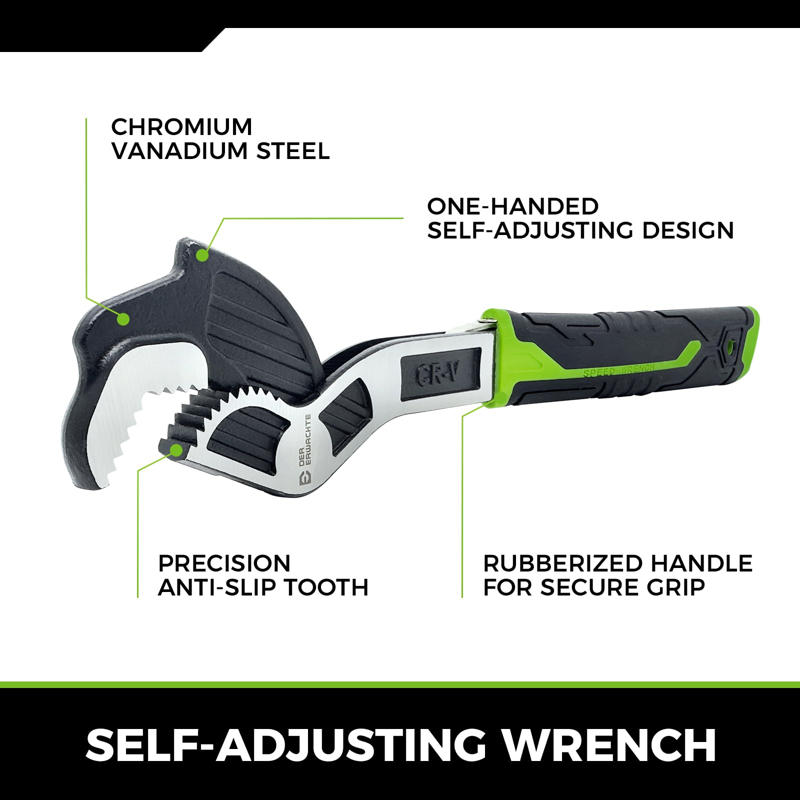 2-Piece Multi-Function Adjustable Pipe Wrench Set - Quick Self-Adjusting Power Grip for 7-35mm Nuts & Pipes - Premium Chromium Vanadium Steel - Ideal for Plumbing, DIY Home Repairs & Automotive Maintenance