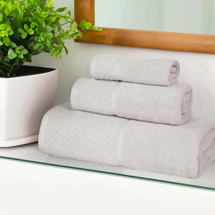 Premium Cotton Plush Soft Absorbent Jacquard 3-Piece Towel Set - Ultra Soft Bath, Beach & Spa Towels for Luxury Home & Travel Use