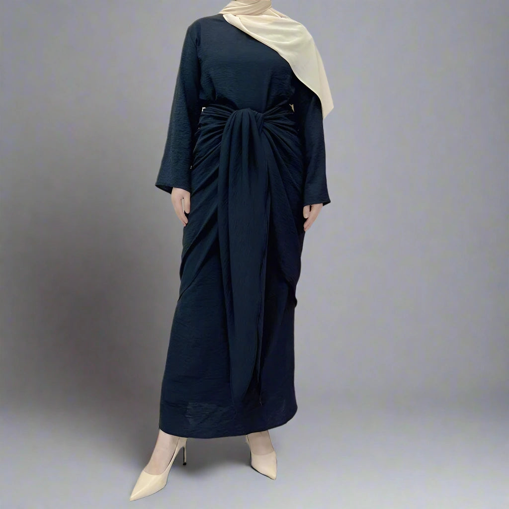 Elegant Long Sleeve Wrinkle-Free Muslim Abaya Dress for Women - Perfect for Prayer, Daily Wear & Special Occasions