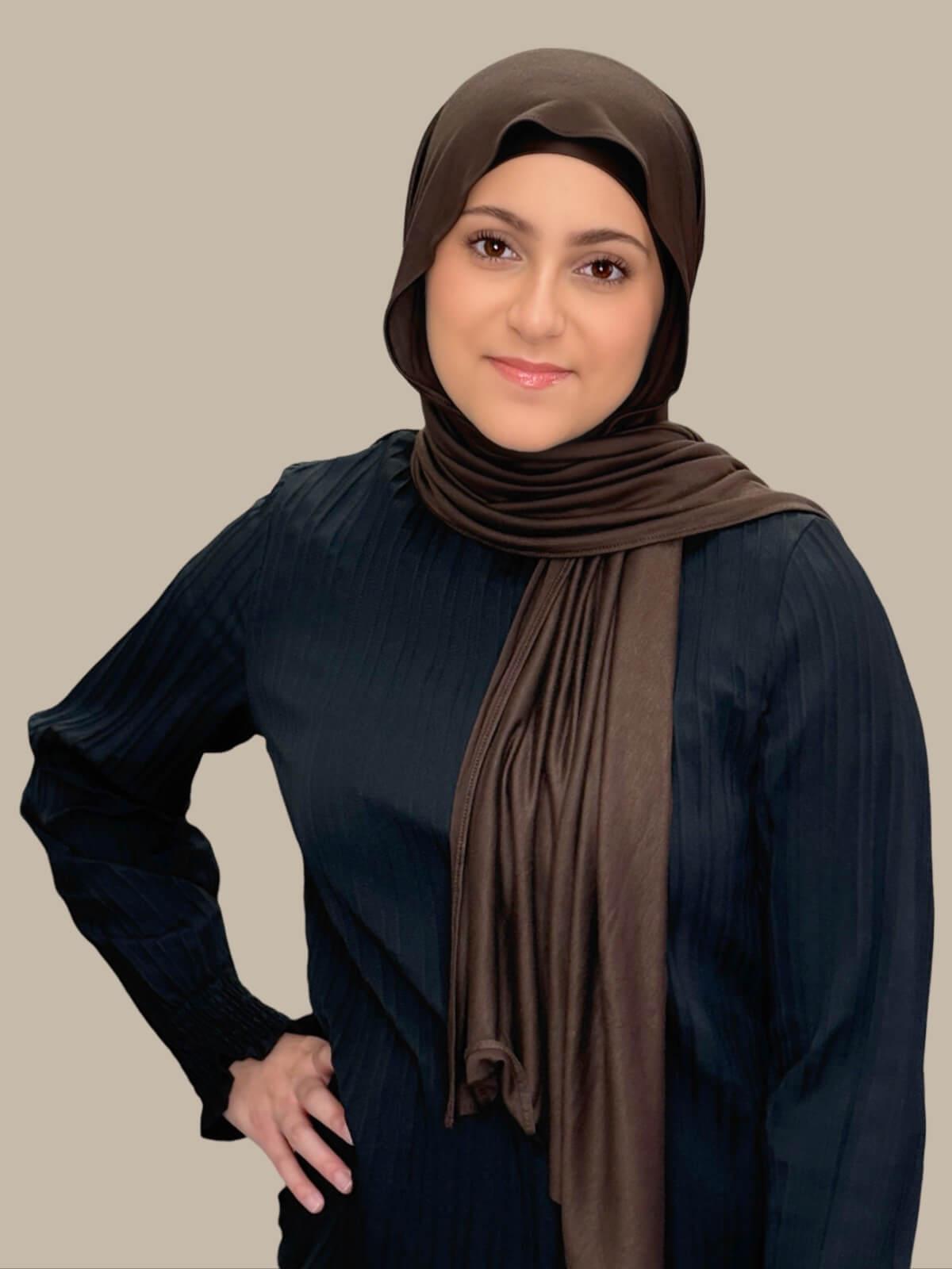 Premium Jersey Hijab for Women - Soft & Comfortable Chocolate Brown Scarf - Perfect for Daily Wear, Work, and Special Occasions