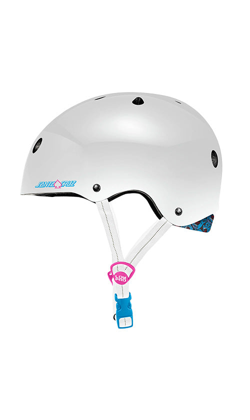 Pro Tec Low Pro Certified Skateboard Helmet - Santa Cruz White - Perfect for Skateboarding, BMX, and Scooter Riding