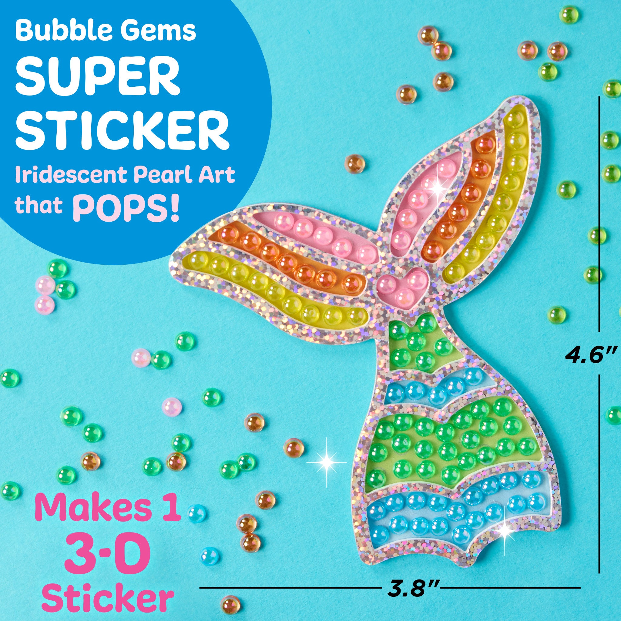 Bubble Gems™ Super Sticker Mermaid - Premium Waterproof Decals for Kids, DIY Crafts, Scrapbooking & Room Decor - 6470000