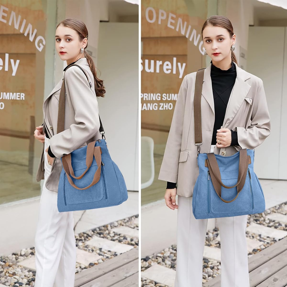 PALAY® Women's Canvas Tote Bag - Large Capacity Handbag with Detachable Shoulder Strap | Perfect for Work, Travel, Shopping & Daily Use
