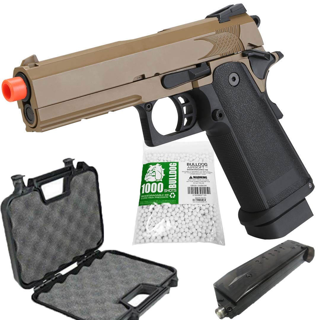 Airsoft HI-CAPA 4.3 Desert Green Gas Blowback Pistol with Free Speed Loader, BBs & Gun Case - Perfect for Target Shooting, Training & Airsoft Battles