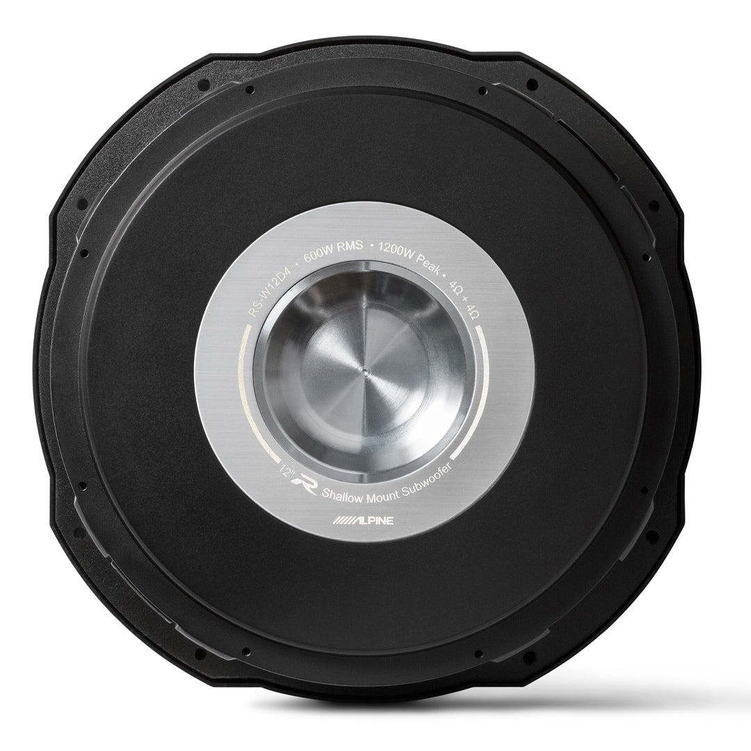 Alpine RS W12D4 12-Inch Dual 4 Ohm Voice Coil Shallow Subwoofer - 600W RMS Power for Car Audio | Perfect for Trucks, SUVs and Compact Cars with Limited Space
