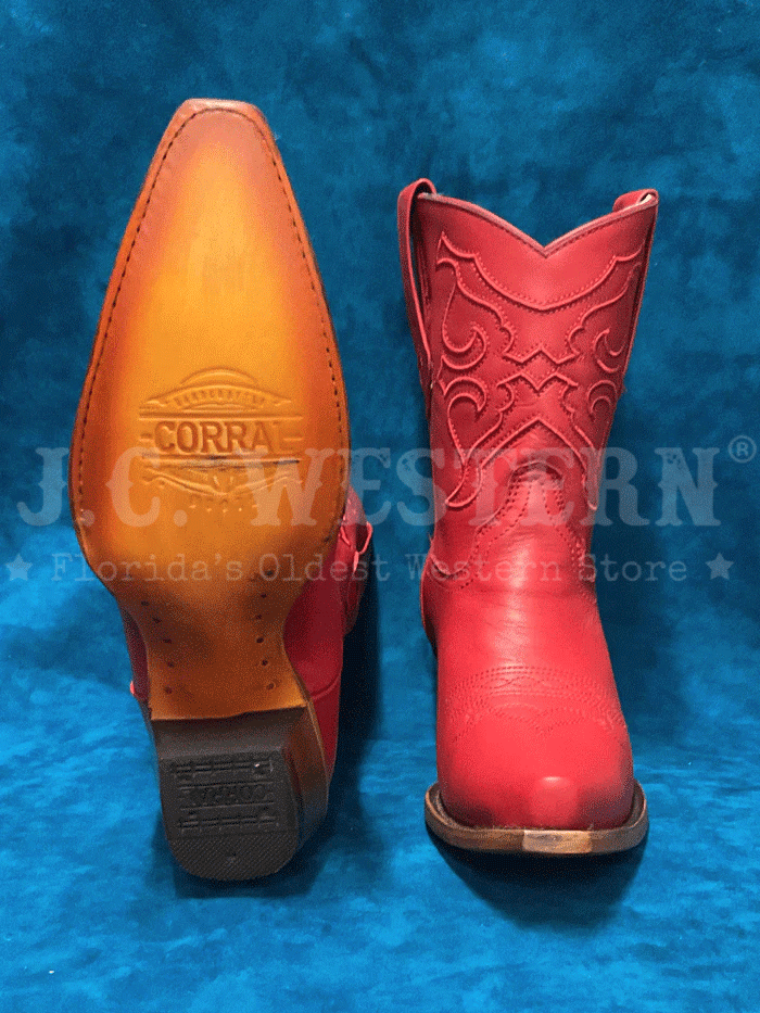 Corral Z5112 Women's Embroidered Ankle Western Boots - Red | Stylish Cowgirl Boots for Country Dancing, Rodeo & Casual Wear