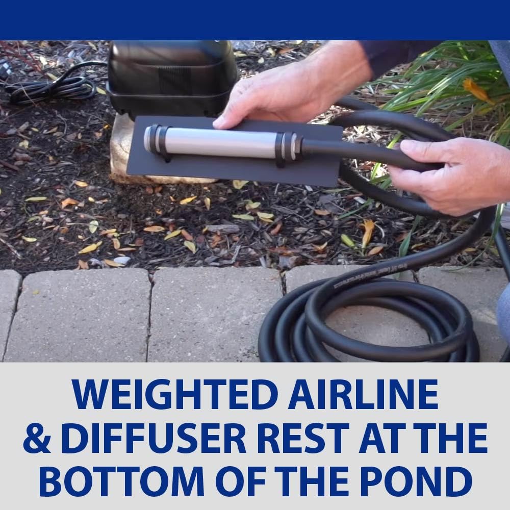The Pond Guy Complete Pond Aeration Kit - 2 Diffuser Sticks, Diaphragm Compressor Pump & Air Line for Koi Fish Ponds | Outdoor Water Garden Oxygenation System | Improves Fish Health & Algae Control