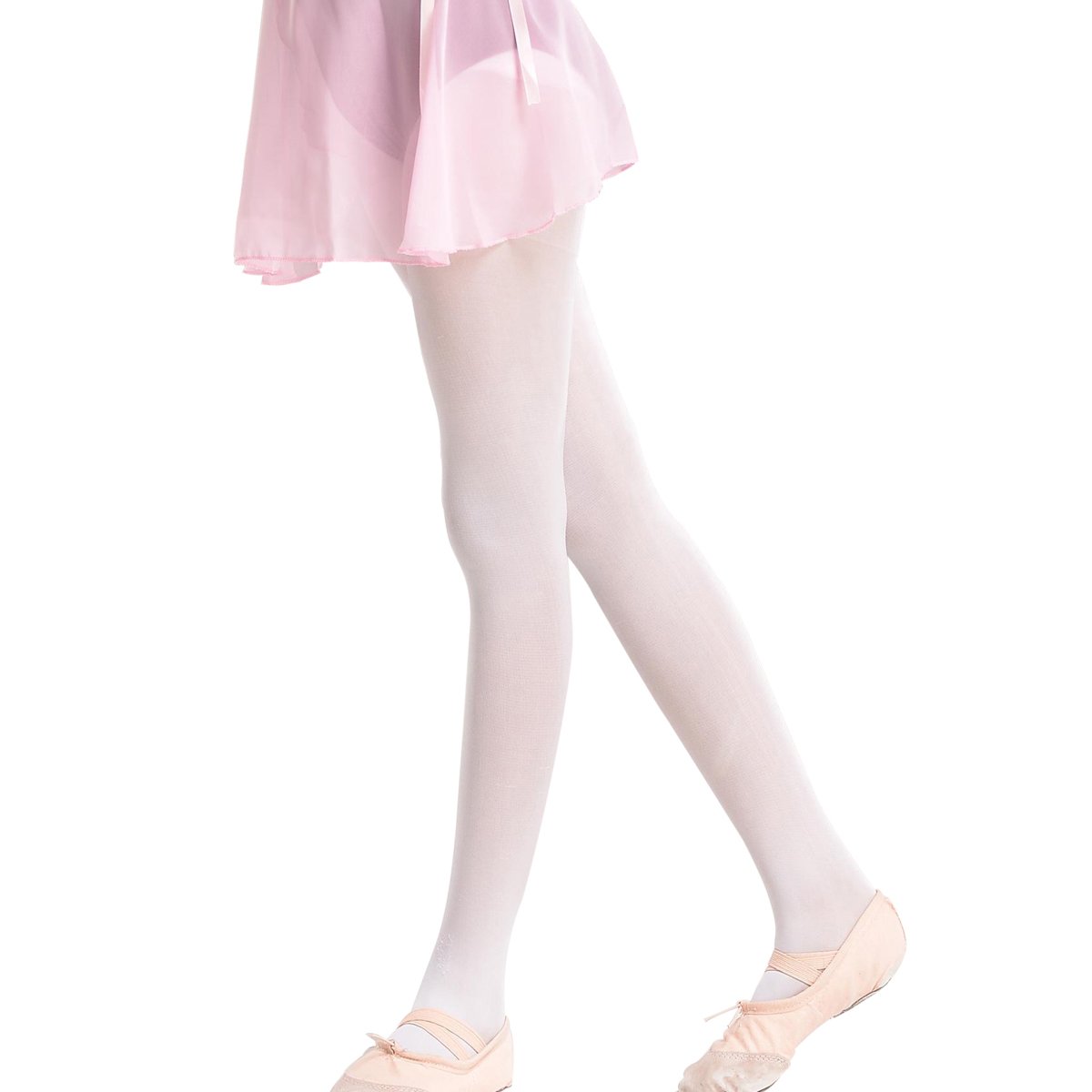 Girls Ballet Dance Tights - Full Footed Stretchable Leggings for Ballet, Dance Class & Performance (Pink/Black/White) - Perfect for Recitals, Practice & Everyday Wear